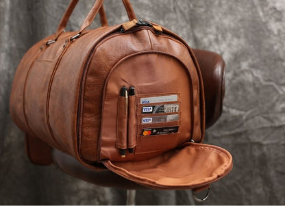 Leather Duffel Bag for Men & Women Travel Bag MK 081 – Handmade 22x12x12 in / 56x30x30 cm