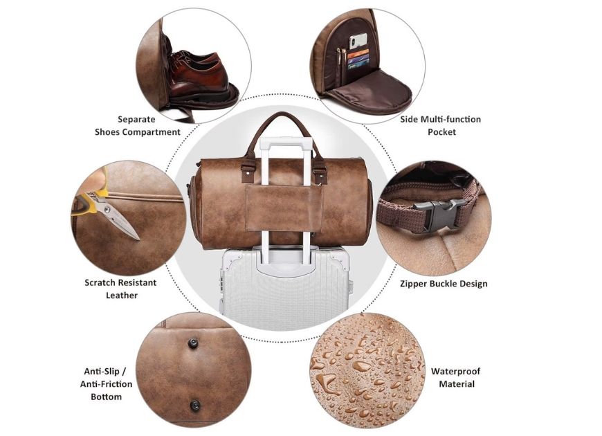 Leather Duffel Bag for Men & Women Travel Bag MK 081 – Handmade 22x12x12 in / 56x30x30 cm